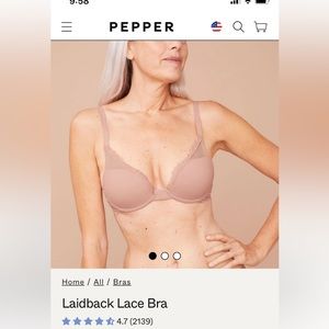 Pepper ‘Laidback Lace Bra’ 34A in Sienna Rose: Lined Everyday Bra with Underwire